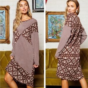 Ces Femme, geometric Boho Color block Midi Dress, large